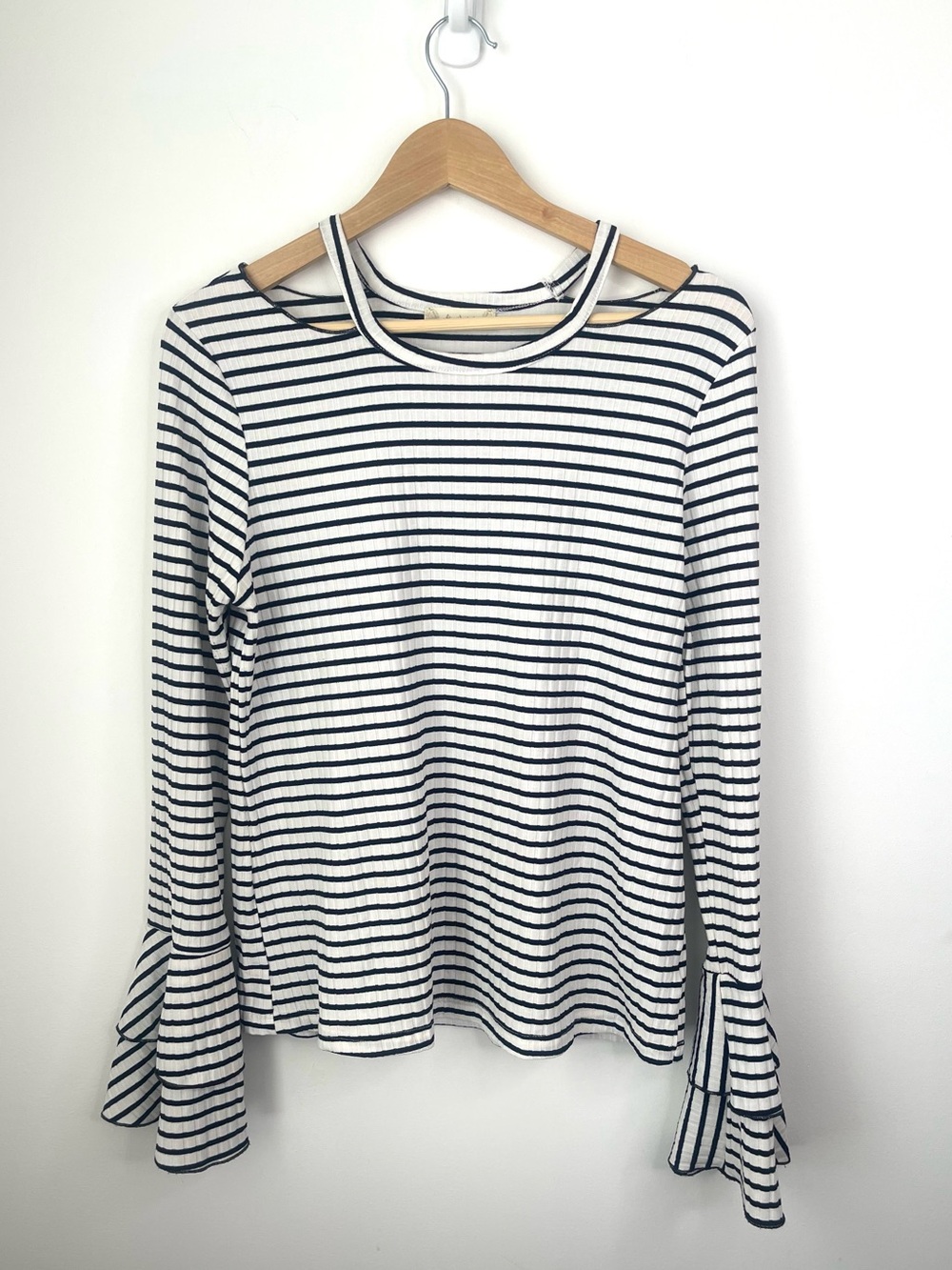 Altar'd State Black and White Striped Long Sleeve Top size Medium